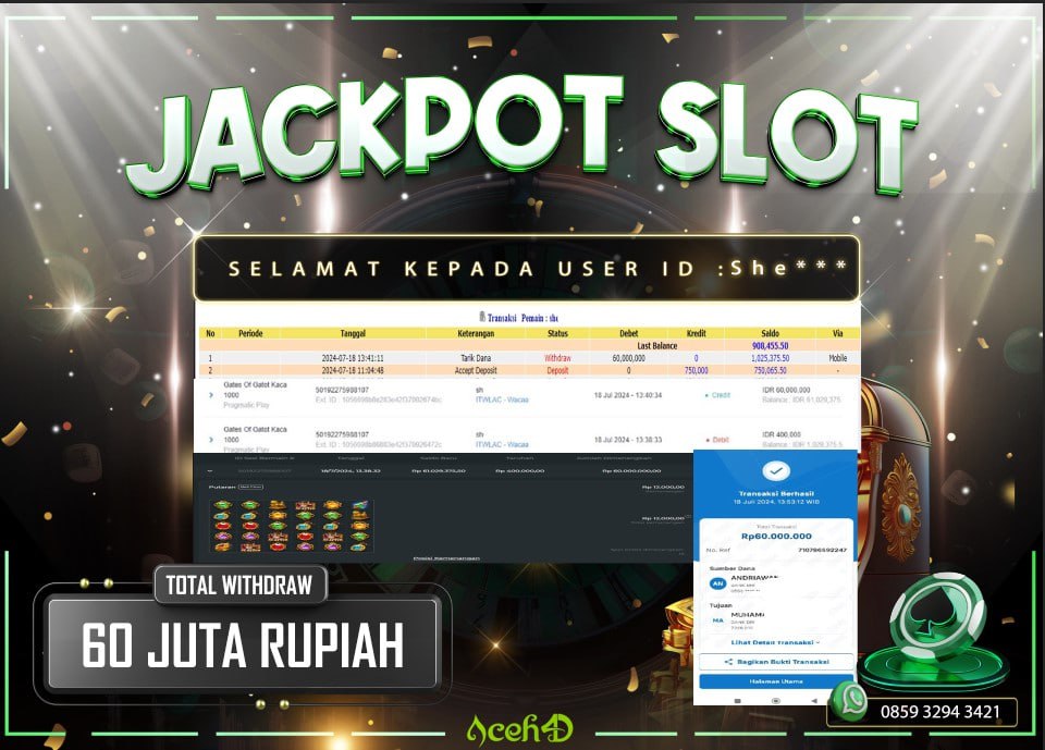 JACKPOT SLOT DARI MEMBER SETIA ACEH4D HARI INI 18/07/2024 💸💸 ID : She***