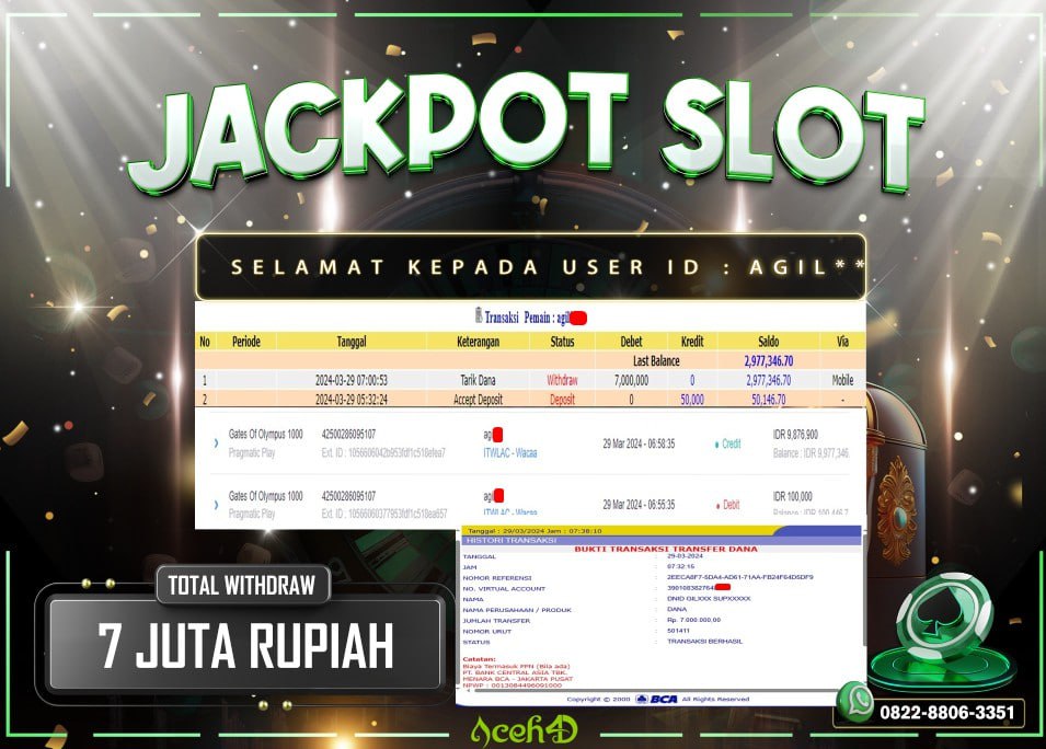 JACKPOT SLOT DARI MEMBER SETIA ACEH4D HARI INI 29/03/2024 💸💸