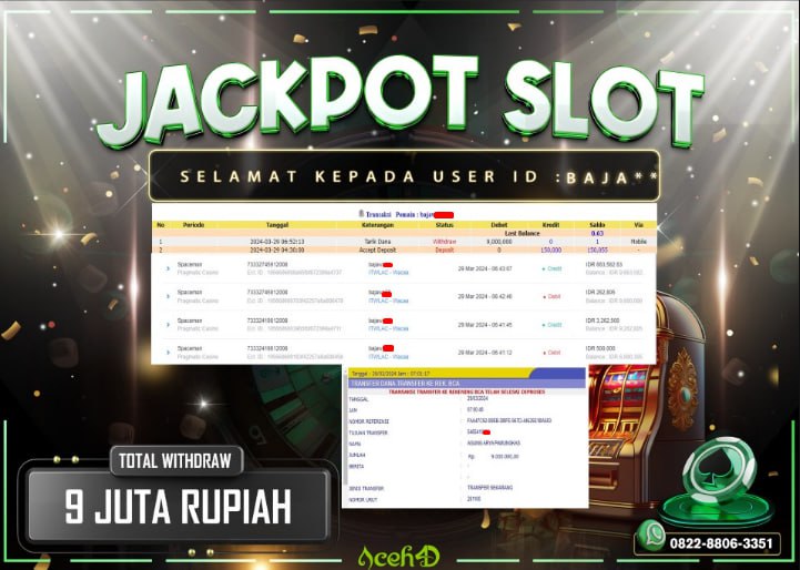 JACKPOT SLOT DARI MEMBER SETIA ACEH4D HARI INI 29/03/2024 💸💸