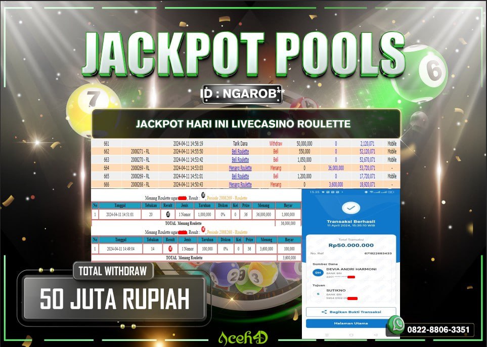 JACKPOT LIVECASINO DARI MEMBER SETIA ACEH4D HARI INI 12/04/2024 💸💸